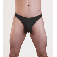 BLACK LYCRA THONG BOXED L/XL
